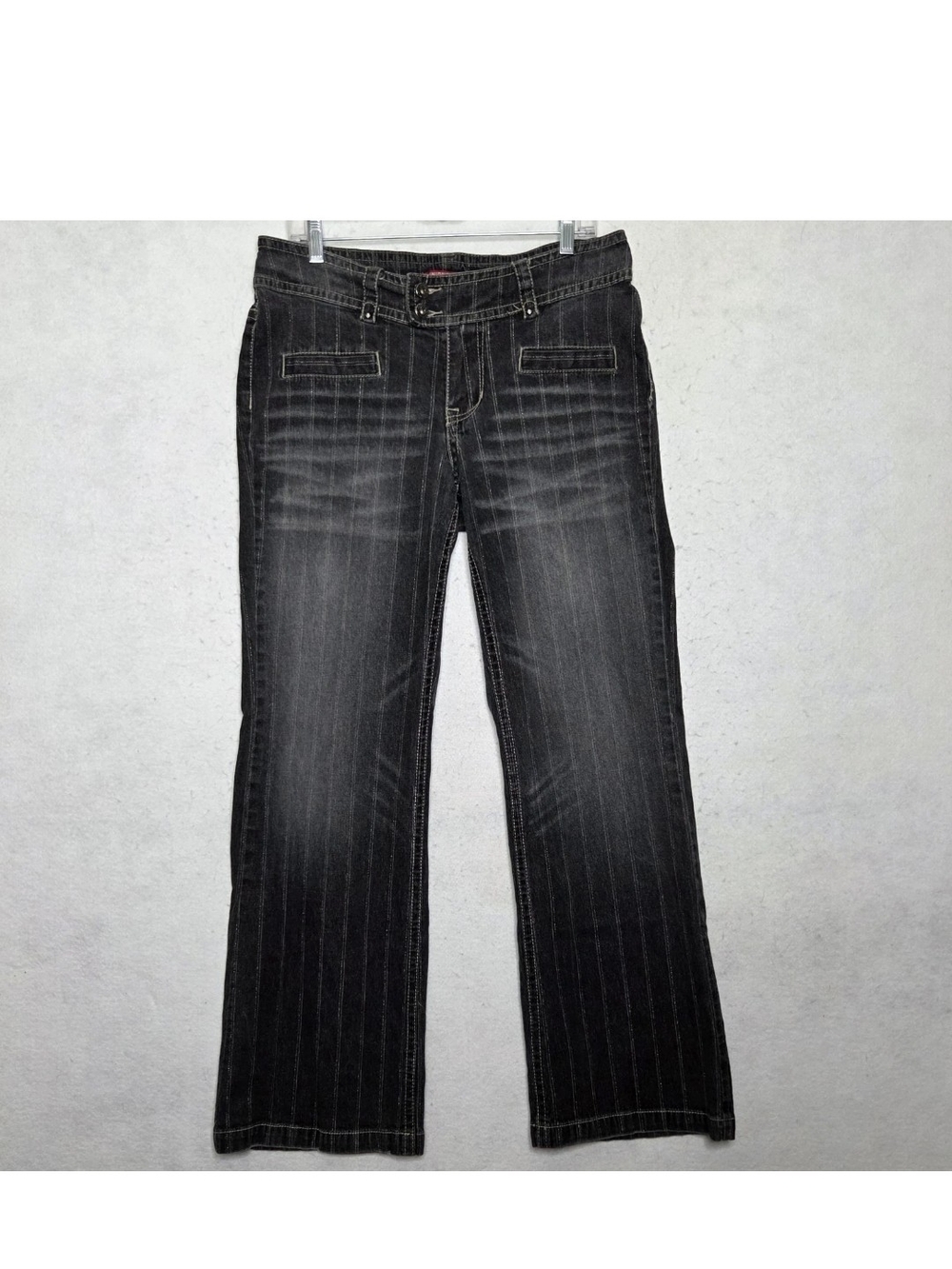 Vtg UnionBay Y2K Stretch Trinity Trouser Jeans 14 Pinstripe Grunge Indie Sleaze